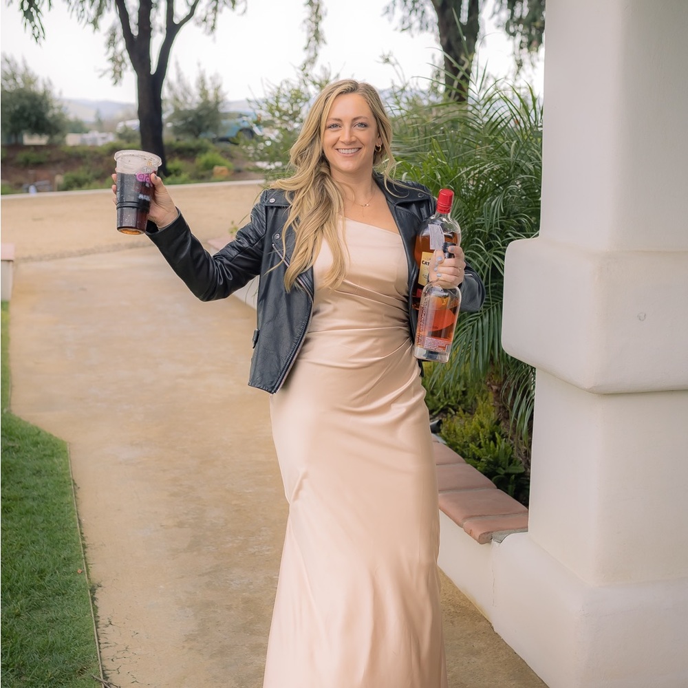 Champagne gold satin bridesmaids dress from revelry. Jade satin dress.